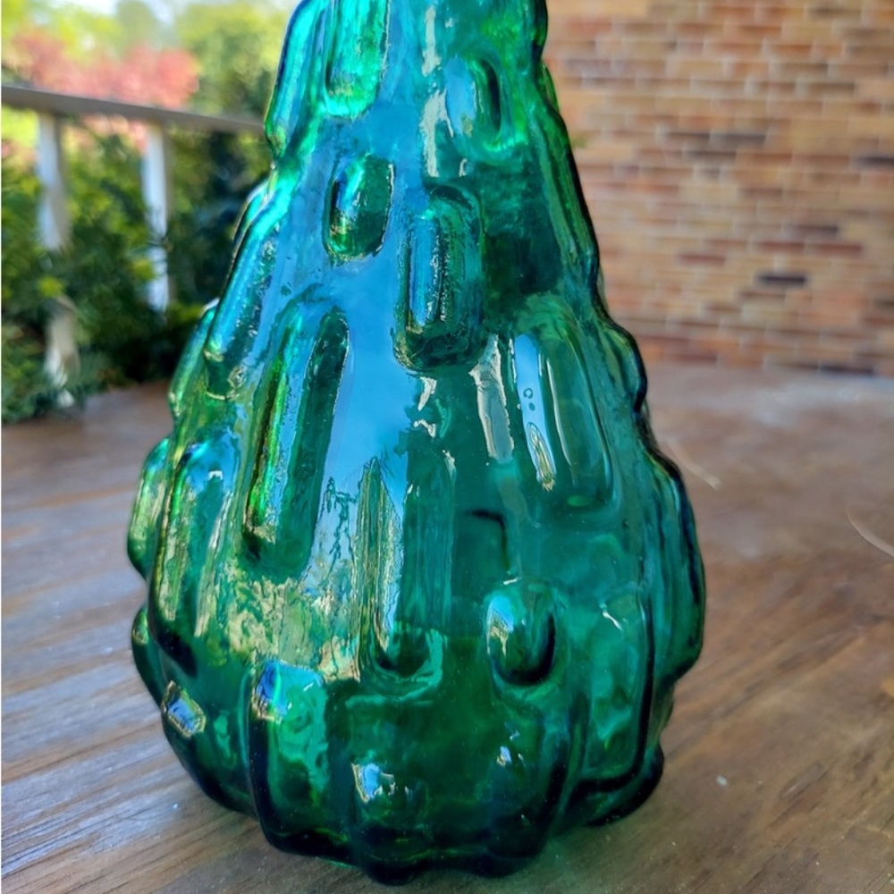 Vintage Emerald Green Empoli Textured Genie Bottle - Made in Italy